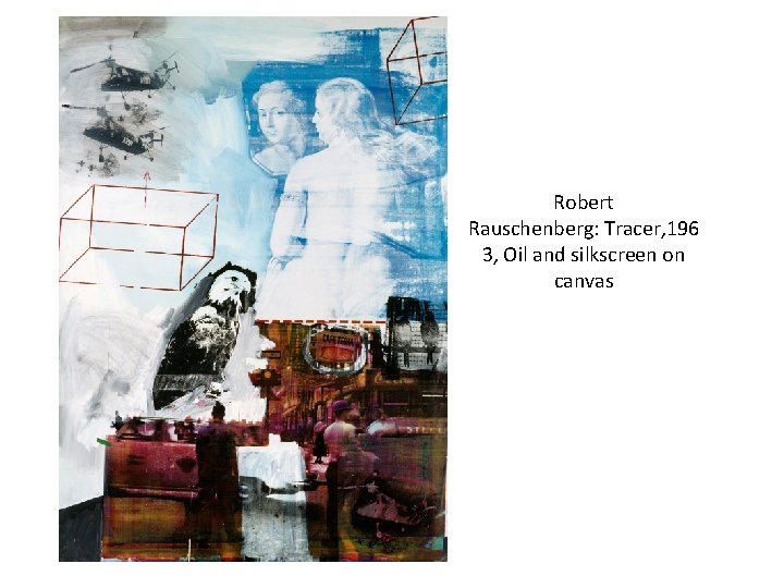 Robert Rauschenberg: Tracer, 196 3, Oil and silkscreen on canvas 