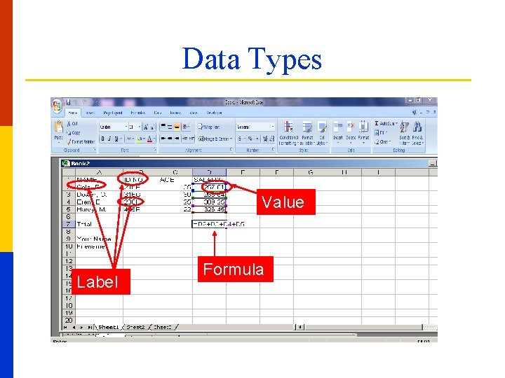Data Types Value Label Formula 