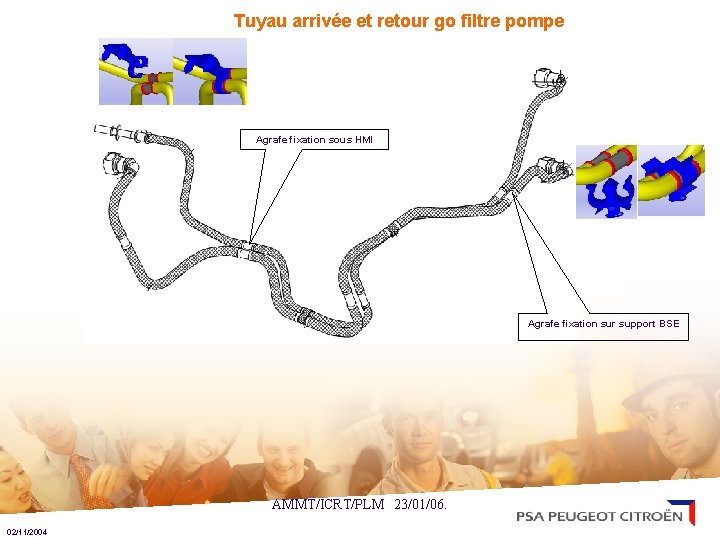 Tuyau arrivée et retour go filtre pompe Agrafe fixation sous HMI Agrafe fixation sur