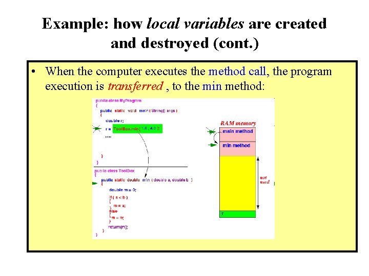 Example: how local variables are created and destroyed (cont. ) • When the computer Example: how local variables are created and destroyed (cont. ) • When the computer