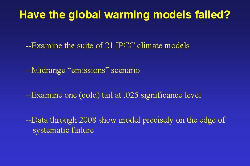 Have the global warming models failed? --Examine the suite of 21 IPCC climate models