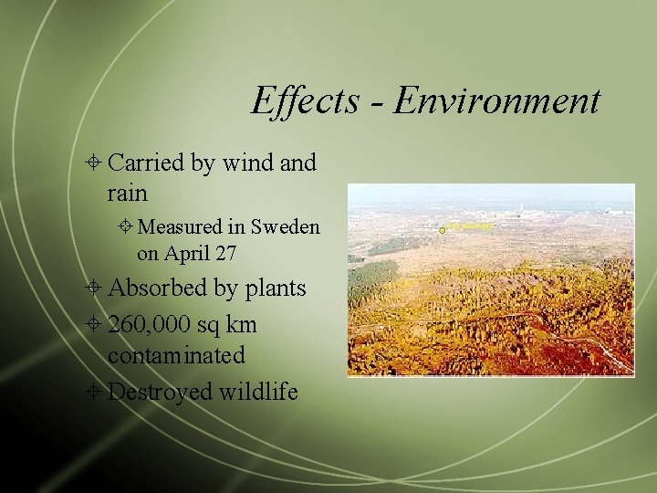 Effects - Environment Carried by wind and rain Measured in Sweden on April 27