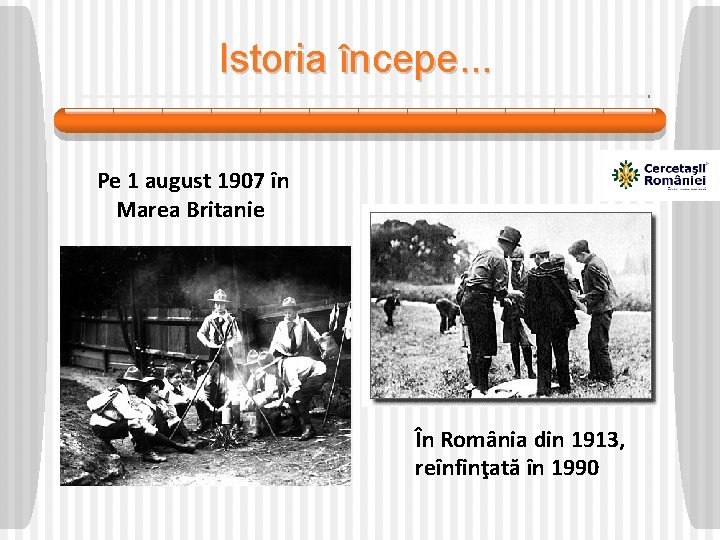 Istoria începe. . . Pe 1 august 1907 în Marea Britanie În România din