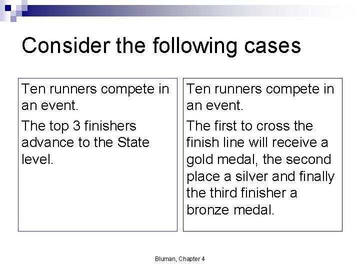 Consider the following cases Ten runners compete in an event. The top 3 finishers Consider the following cases Ten runners compete in an event. The top 3 finishers