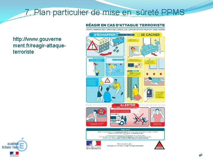 7. Plan particulier de mise en sûreté PPMS http: //www. gouverne ment. fr/reagir-attaqueterroriste 46