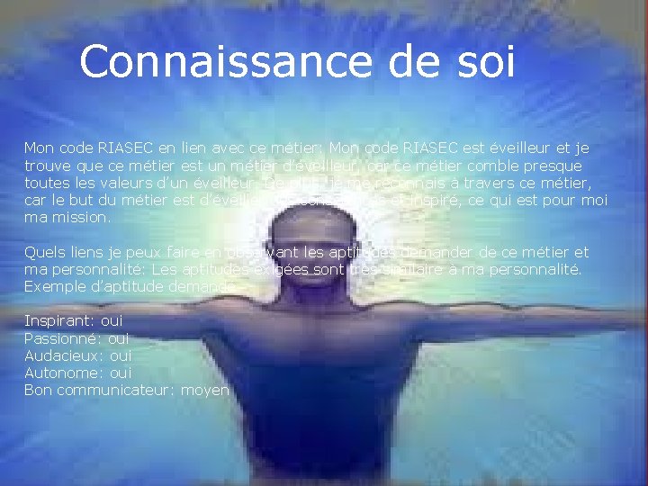 Connaissance de soi Mon code RIASEC en lien avec ce métier: Mon code RIASEC