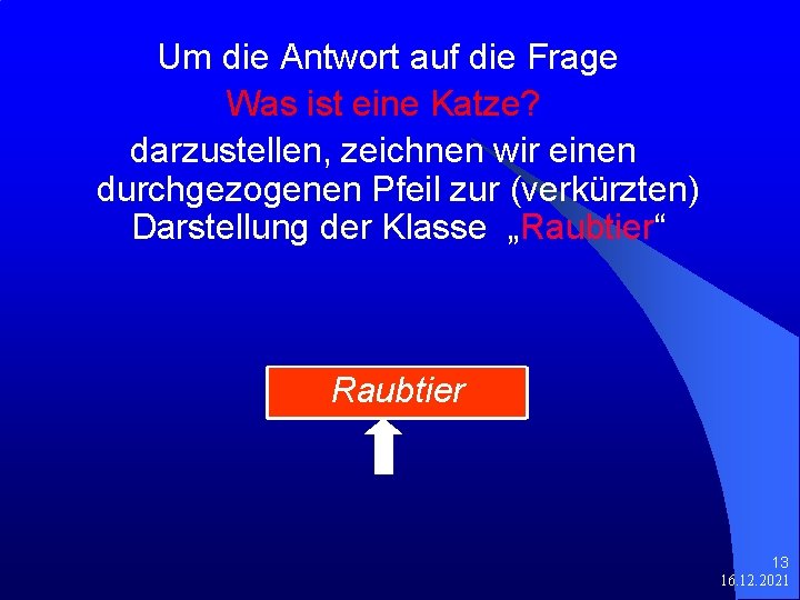 Um die Antwort auf die Frage Was ist eine Katze? darzustellen, zeichnen wir einen