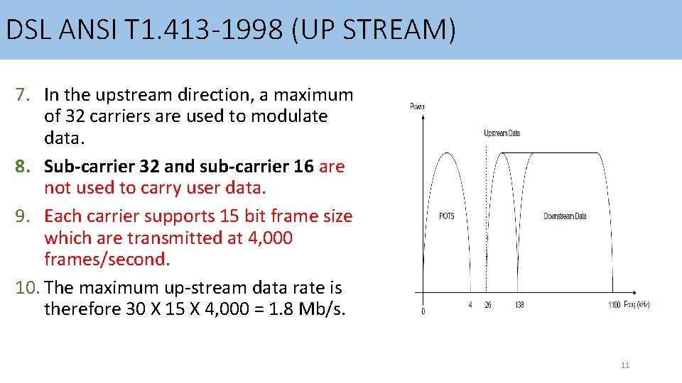 DSL ANSI T 1. 413 -1998 (UP STREAM) 7. In the upstream direction, a DSL ANSI T 1. 413 -1998 (UP STREAM) 7. In the upstream direction, a