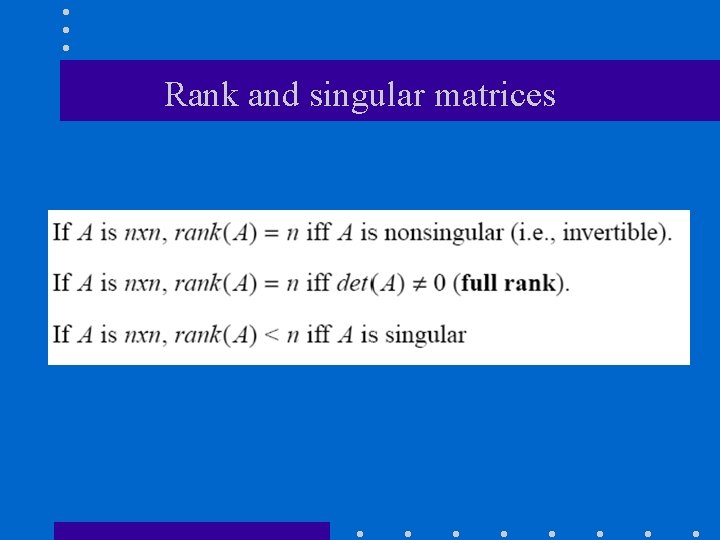 Rank and singular matrices 