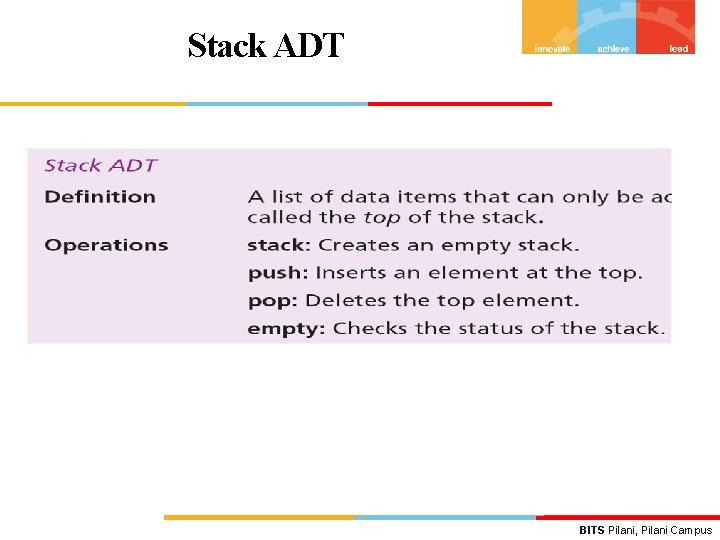 Stack ADT BITS Pilani, Pilani Campus 