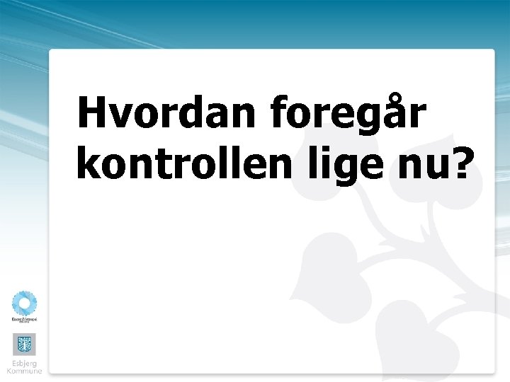 Hvordan foregår kontrollen lige nu? 