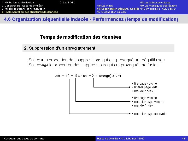 1. Motivation et introduction 5. Les SGBD 2. Concepts des bases de données 3.