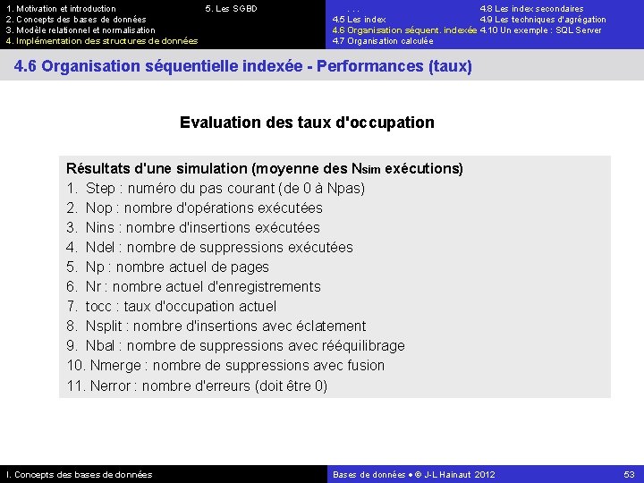 1. Motivation et introduction 5. Les SGBD 2. Concepts des bases de données 3.