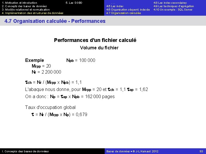 1. Motivation et introduction 5. Les SGBD 2. Concepts des bases de données 3.