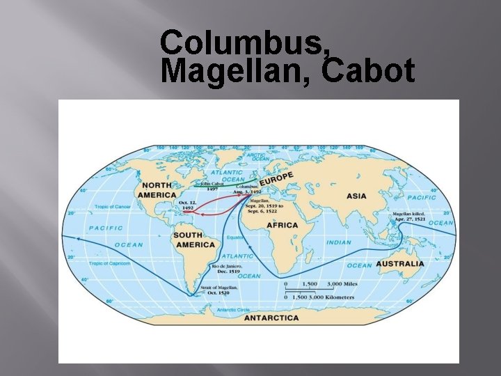 Columbus, Magellan, Cabot 