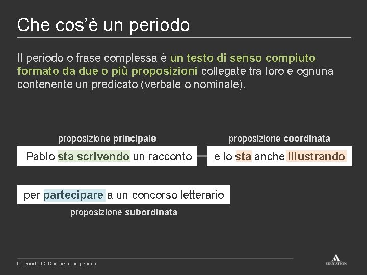 Che cos’è un periodo Il periodo o frase complessa è un testo di senso