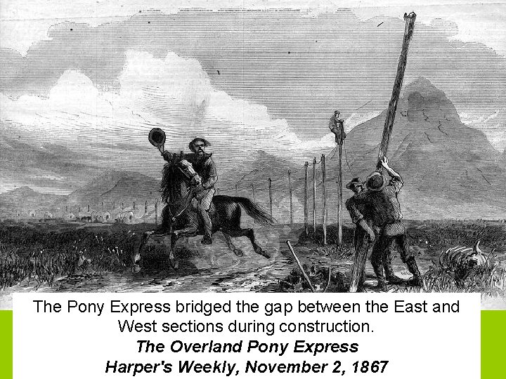 The Pony Express bridged the gap between the East and West sections during construction.