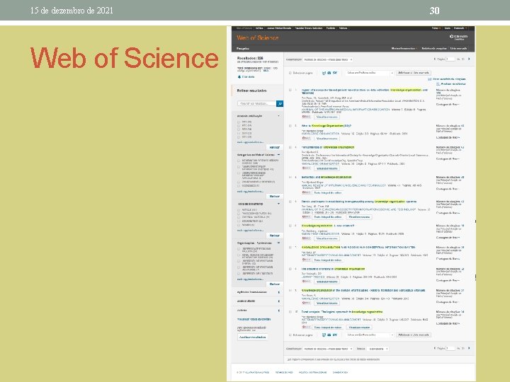 15 de dezembro de 2021 Web of Science 30 