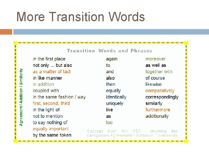 More Transition Words 