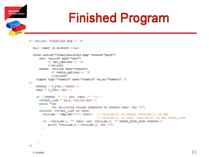 Finished Program 13 