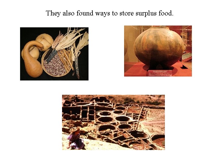 They also found ways to store surplus food. 