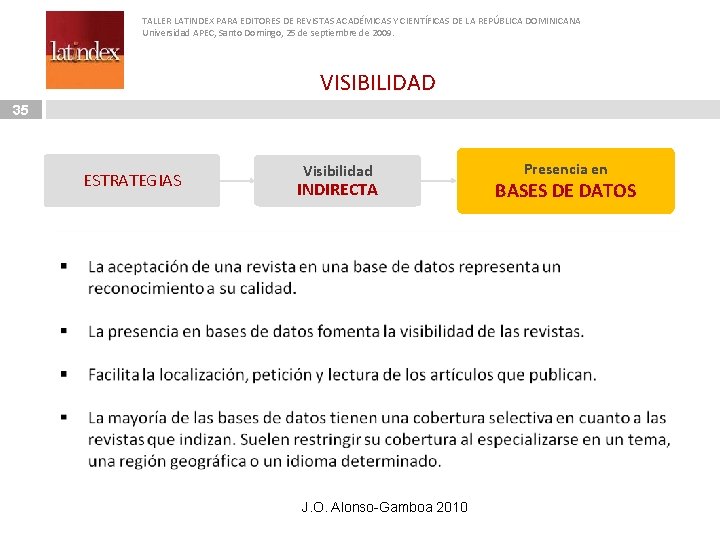 TALLER LATINDEX PARA EDITORES DE REVISTAS ACADÉMICAS Y CIENTÍFICAS DE LA REPÚBLICA DOMINICANA Universidad