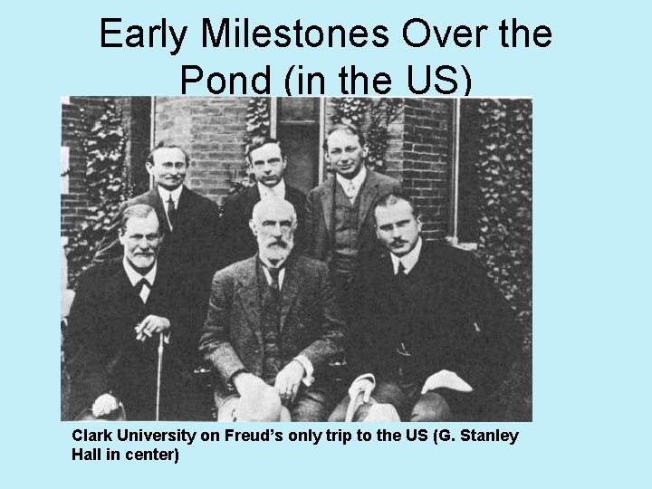 Early Milestones Over the Pond (in the US) Clark University on Freud’s only trip