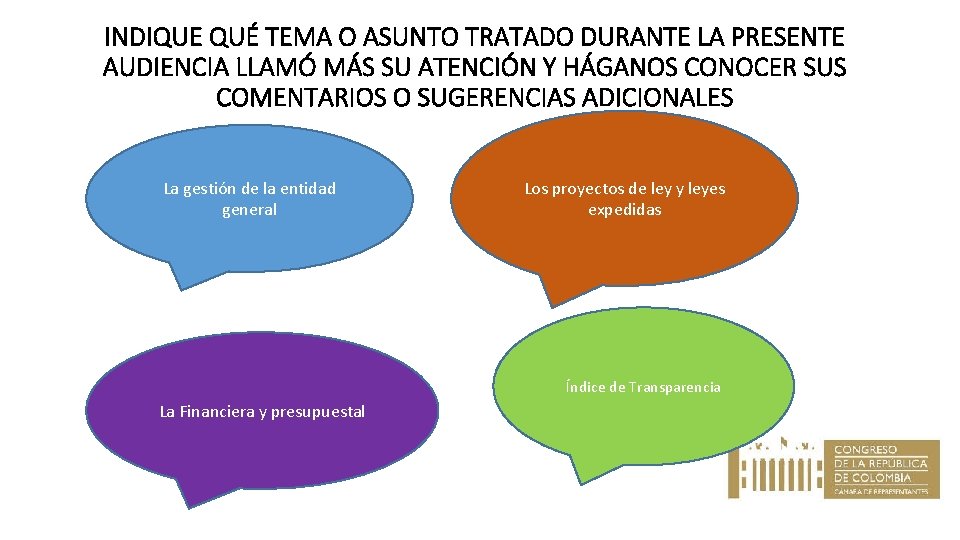 INDIQUE QUÉ TEMA O ASUNTO TRATADO DURANTE LA PRESENTE AUDIENCIA LLAMÓ MÁS SU ATENCIÓN