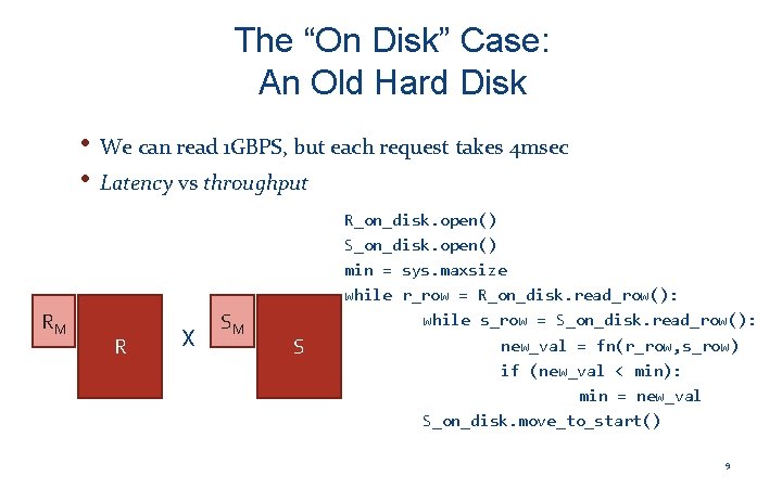 The “On Disk” Case: An Old Hard Disk • We can read 1 GBPS,