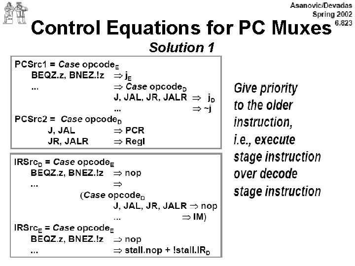 Control Equations for PC Muxes Solution 1 