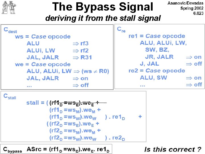 The Bypass Signal deriving it from the stall signal 