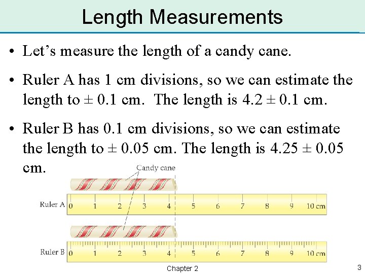 Length Measurements • Let’s measure the length of a candy cane. • Ruler A