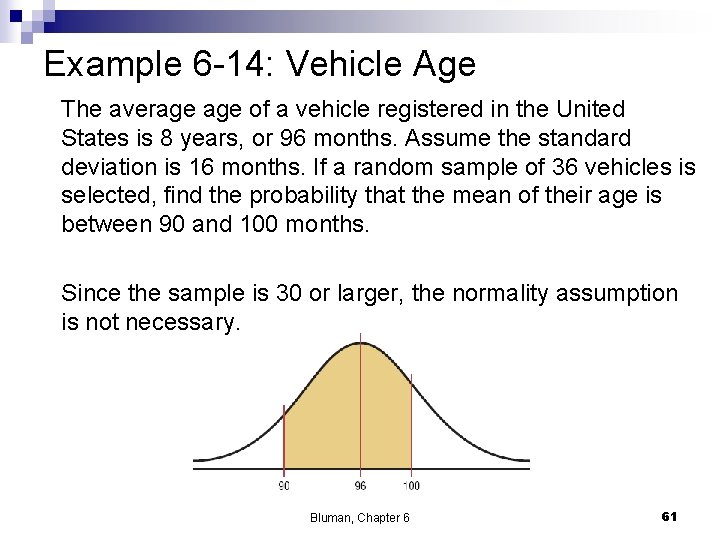 Example 6 -14: Vehicle Age The average of a vehicle registered in the United