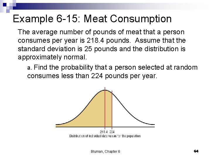 Example 6 -15: Meat Consumption The average number of pounds of meat that a