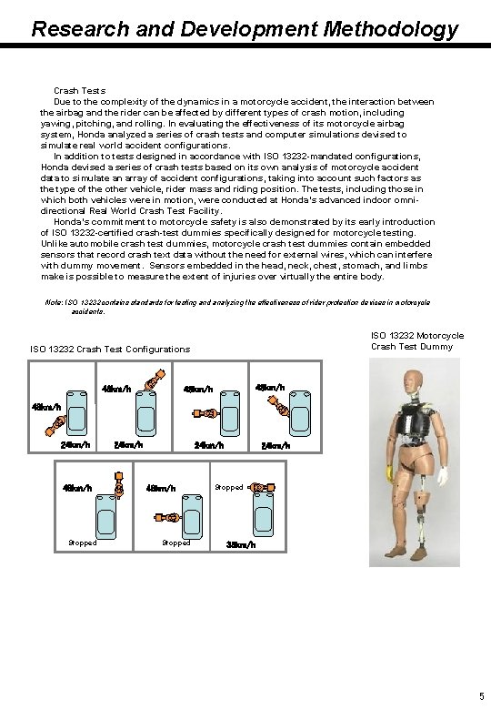 Research and Development Methodology Crash Tests Due to the complexity of the dynamics in