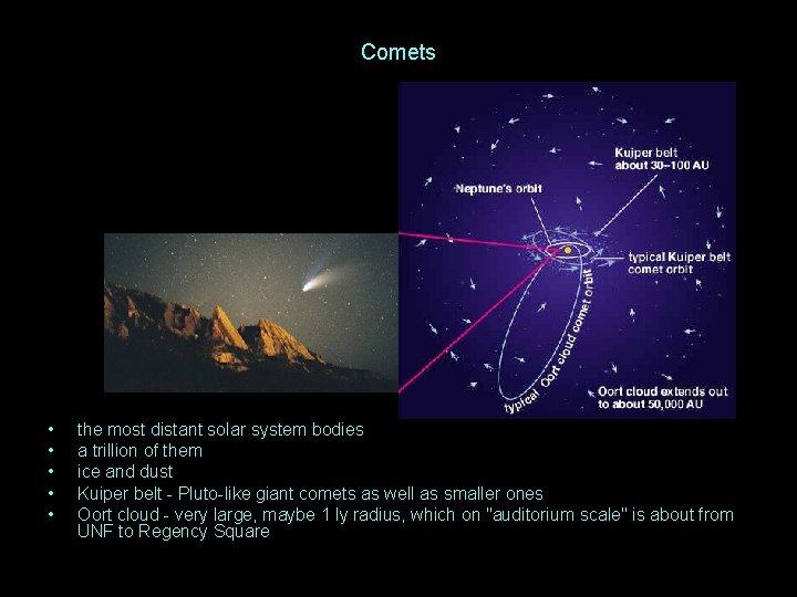Comets • • • the most distant solar system bodies a trillion of them