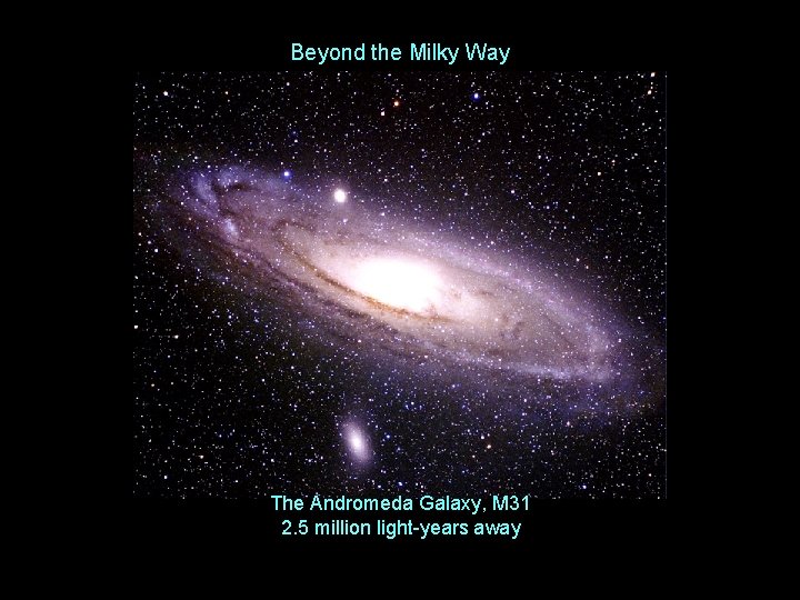 Beyond the Milky Way The Andromeda Galaxy, M 31 2. 5 million light-years away