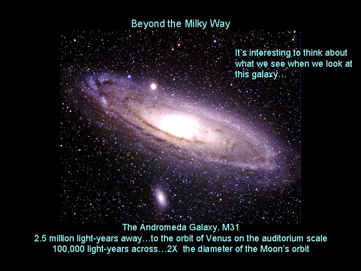Beyond the Milky Way It’s interesting to think about what we see when we