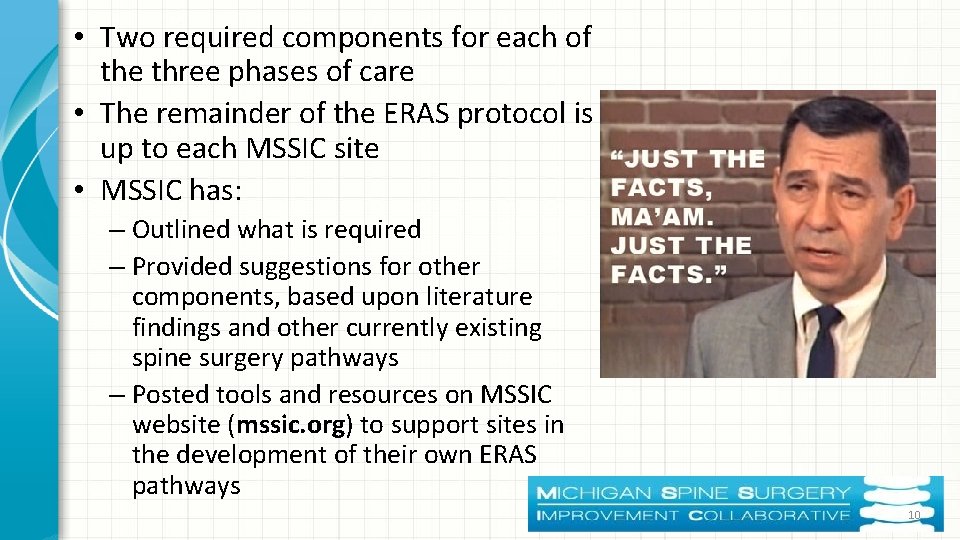  • Two required components for each of the three phases of care •