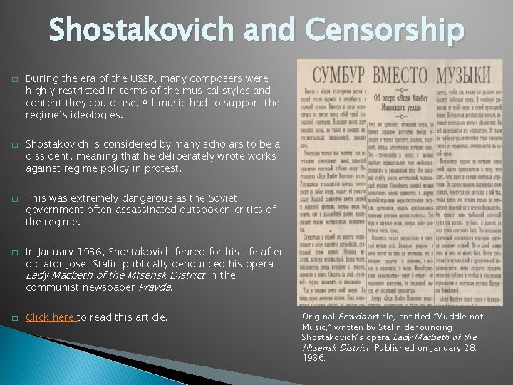 Shostakovich and Censorship � � � During the era of the USSR, many composers