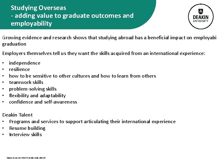 Studying Overseas - adding value to graduate outcomes and employability Growing evidence and research