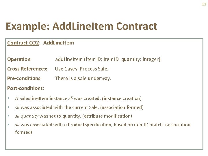 12 Example: Add. Line. Item Contract CO 2: Add. Line. Item Operation: add. Line.