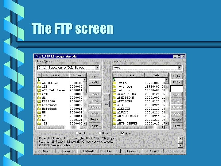 The FTP screen 