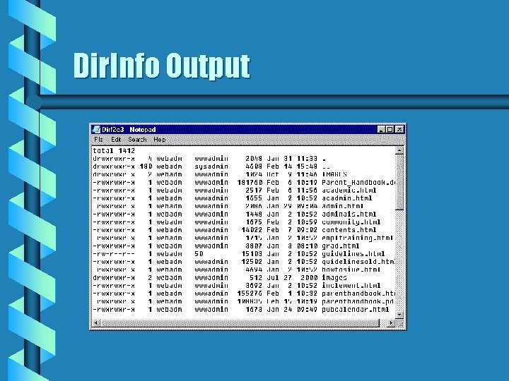 Dir. Info Output 