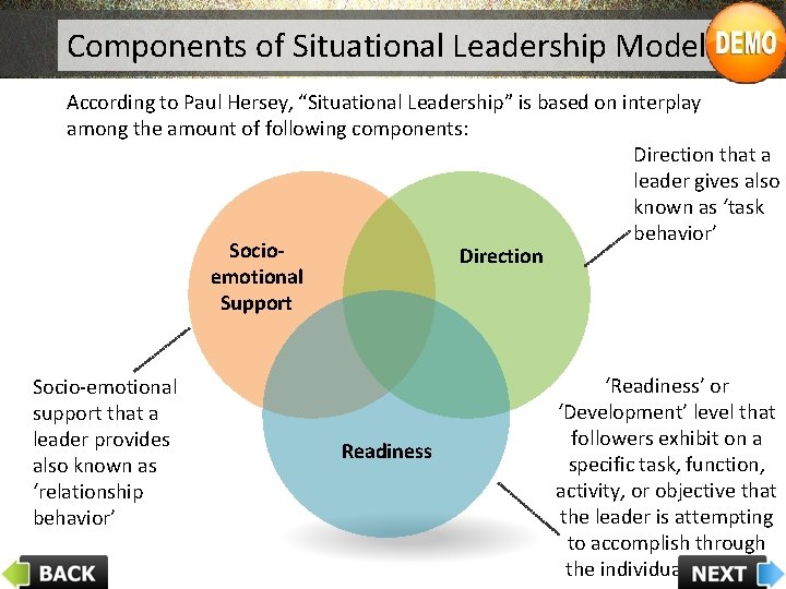 Components of Situational Leadership Model According to Paul Hersey, “Situational Leadership” is based on