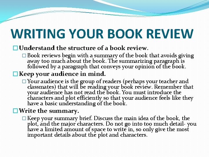 structure of writing a book review