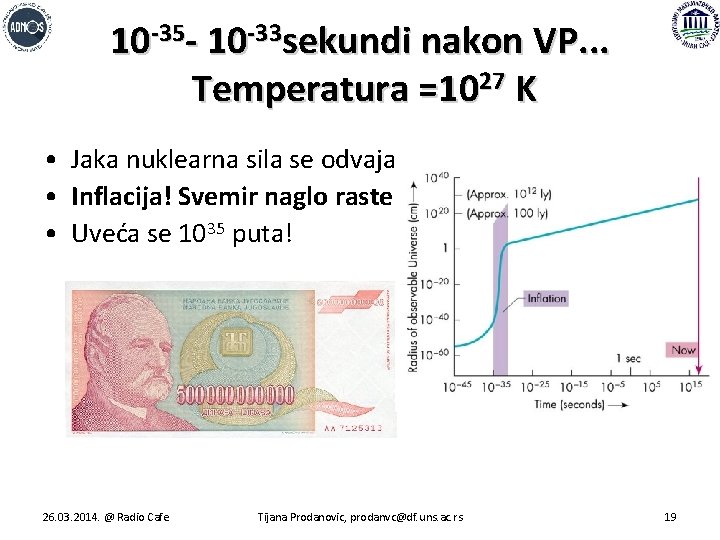 10 -35 - 10 -33 sekundi nakon VP. . . Temperatura =1027 K •