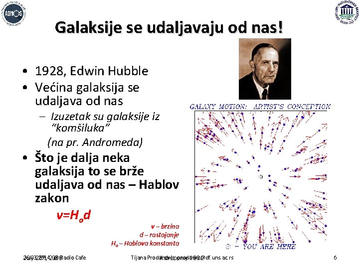 Galaksije se udaljavaju od nas! • 1928, Edwin Hubble • Većina galaksija se udaljava
