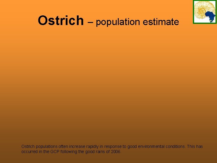 Ostrich – population estimate Ostrich populations often increase rapidly in response to good environmental