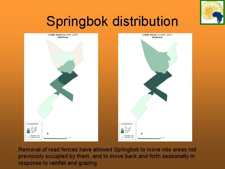 Springbok distribution Removal of road fences have allowed Springbok to move into areas not